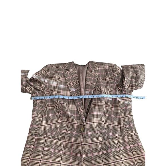 Lascana Pink Plaid Preppy Academia Work Career Single Breasted Blazer Size 14 - Picture 12 of 12